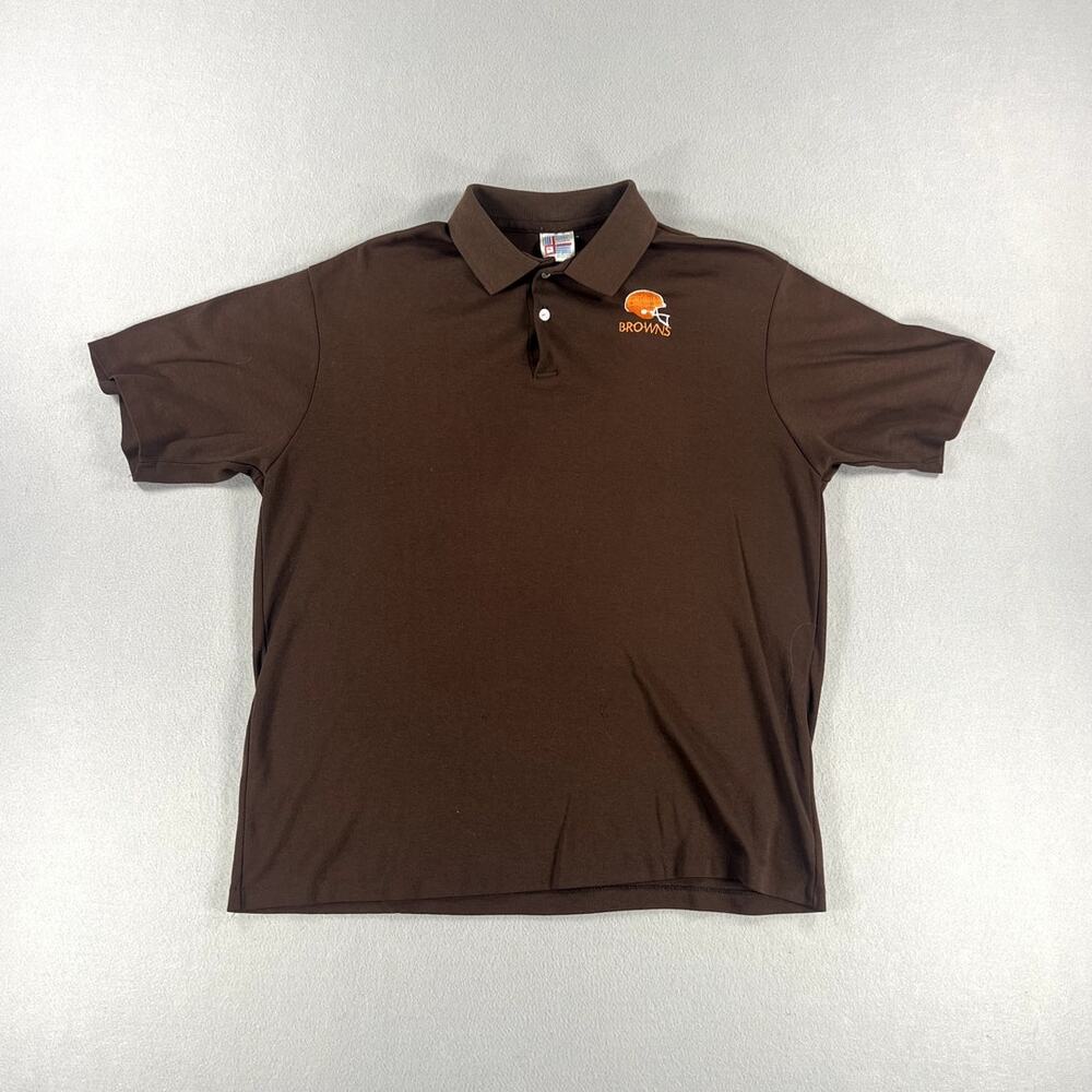 Vintage‎ 80s Garan Cleveland Browns Polo Mens Size (L) Made In USA Preppy FLAW